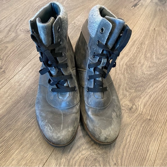 Sorel Green Lace Up Combat Boots Size 9 - Picture 2 of 8